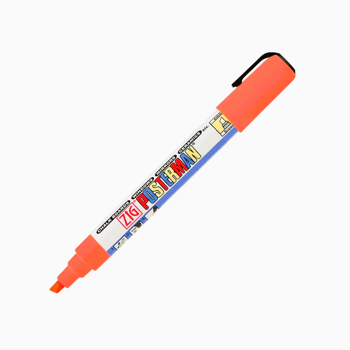 Securit Zig Posterman waterbestendige krijtstift - fluo oranje - breed