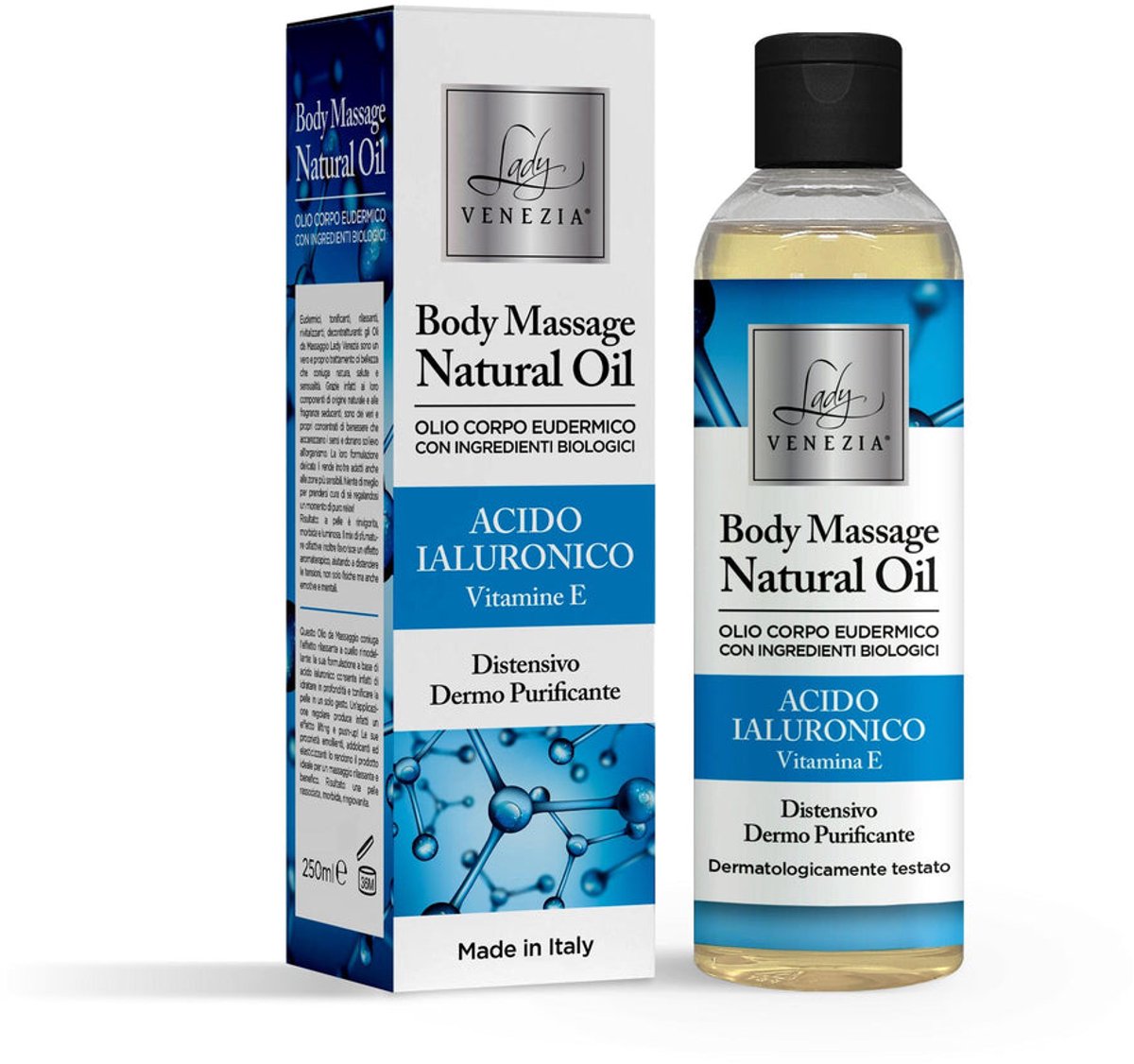 Lady Venezia Natuurlijke Lichaamsmassageolie met hyaluronzuur ontspannend en huidzuiverend 250ml