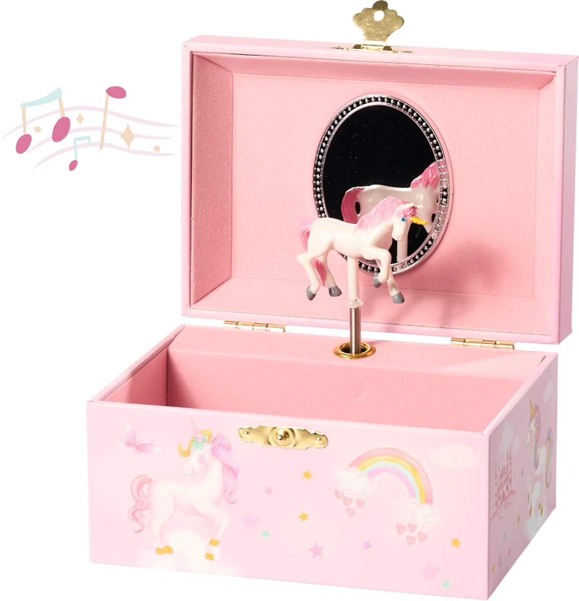 ChimeDream Rainbow Realm Unicorn Muziekdoos | Sieradendoos met Dansende Eenhoorn | Speelt Twinkle Star Melodie | 14,8 x 10,6 x 8,5 cm | Magisch Cadeau voor Meisjes