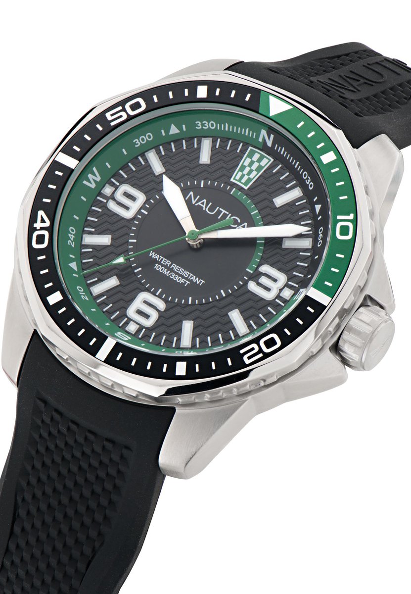 Nautica Koh May Bay Quartz Analog Zwart Kast: 100 % Roestvrij Staal | Band: 100 % Siliconen 46 mm NAPKMF307, NAPKMF302, NAPKMF305