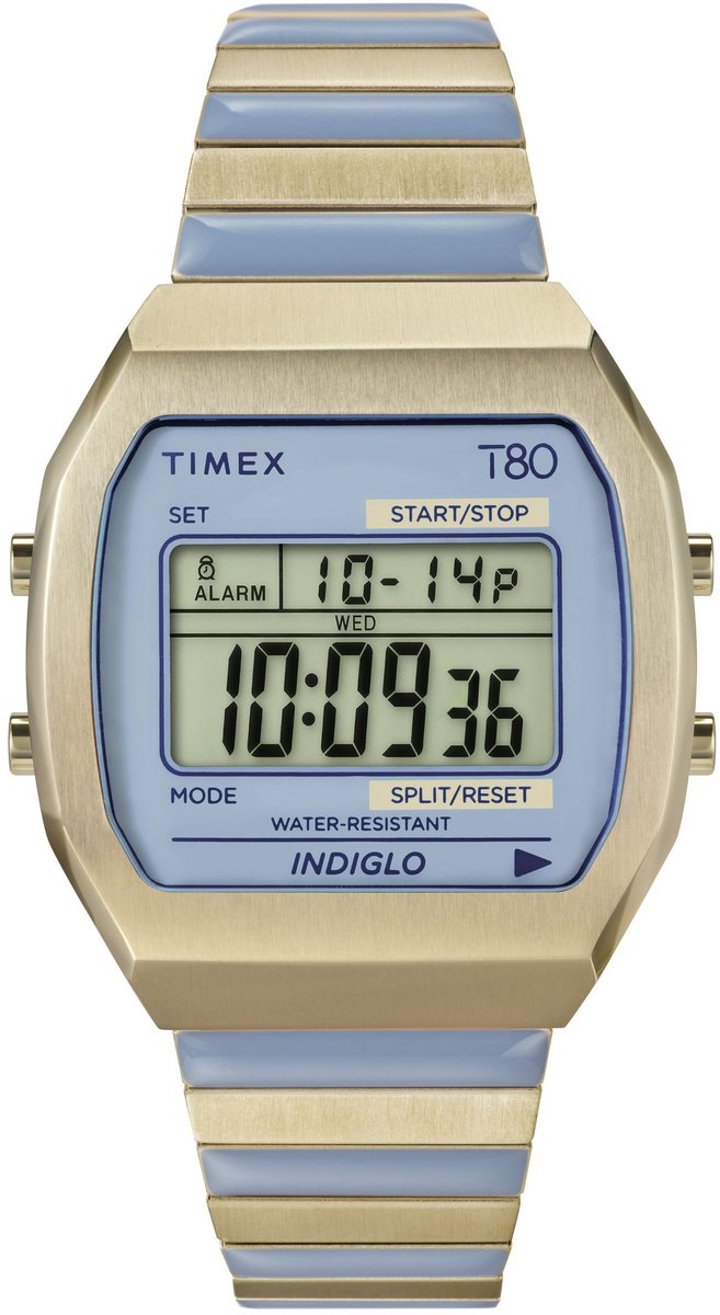 Timex Timex 80 Digital Watch Blauw Case: 100% Stainless Steel | Armband: 100% Stainless Steel 36 mm TW2W40800AJ, TW2W41600AJ, TW2W57100AJ