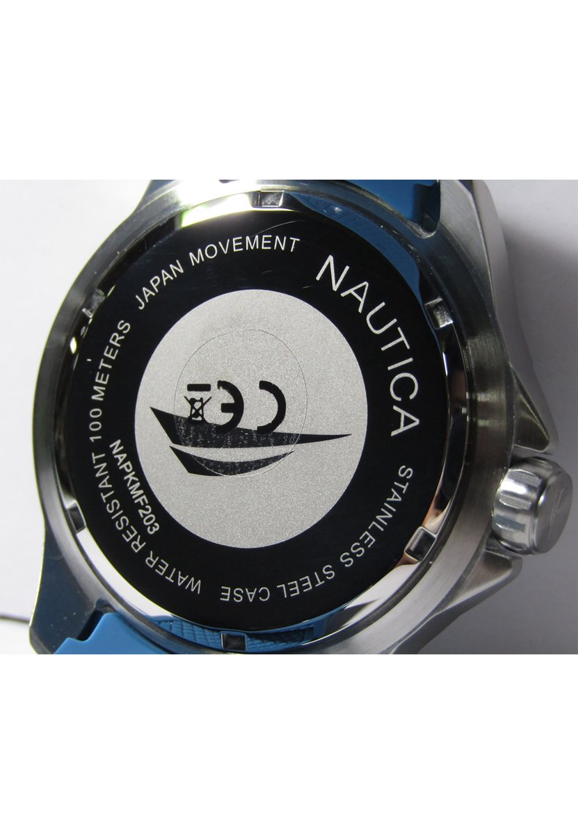 Nautica Tortuga Bay Kwarts Analoog Horloge Blauw Kast: 100 % Roestvrij Staal | Band: 100 % Siliconen 46 mm NAPTBS402