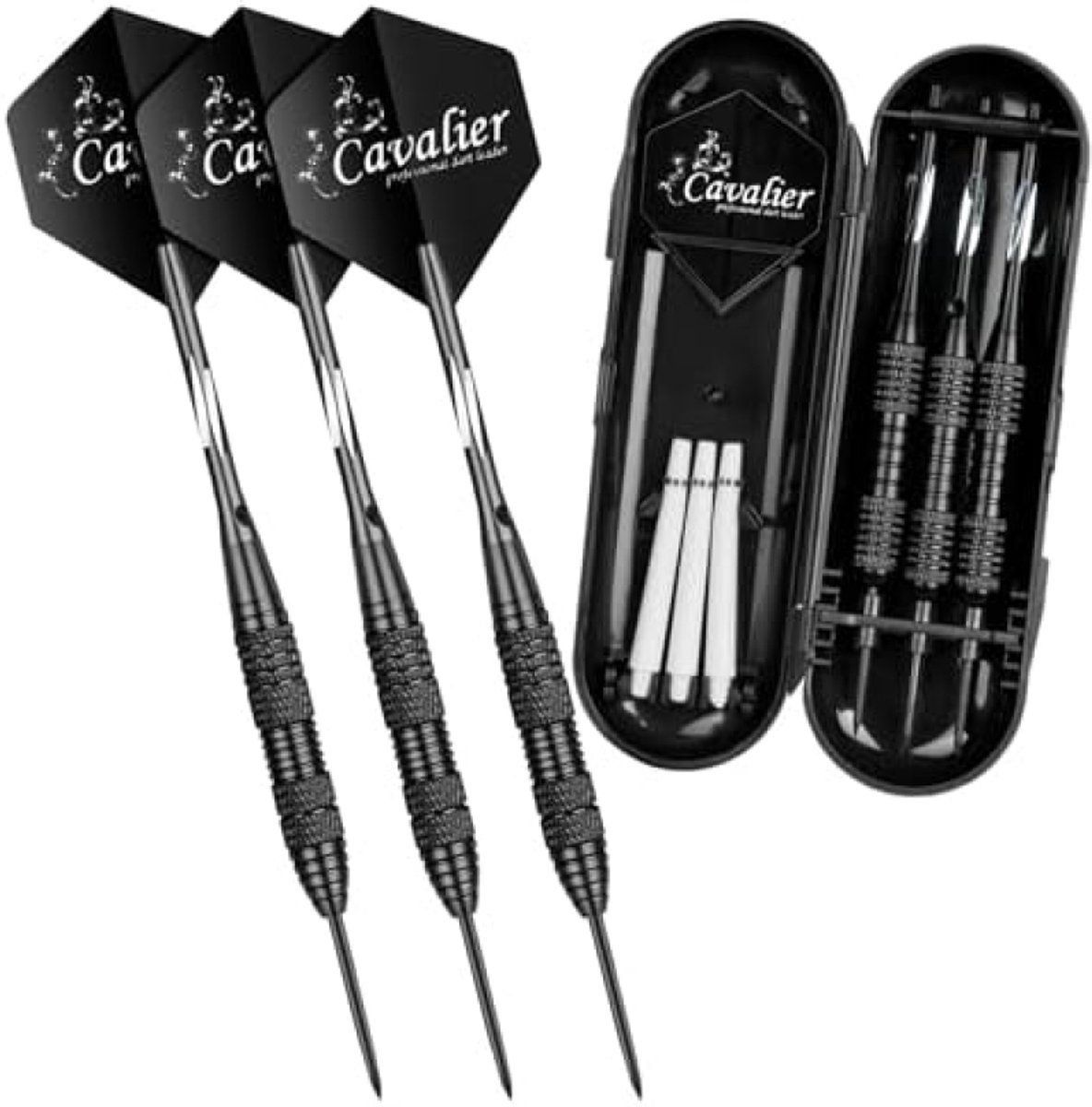 PolkaHome Professionele Dartpijlen Set van 3 - 24 Gram Stalen Tip Dartpijlen met Antislip Greep, Roestvrijstalen Schacht, Poly Flights en PVC Schachten - Incl. Geschenkdoos