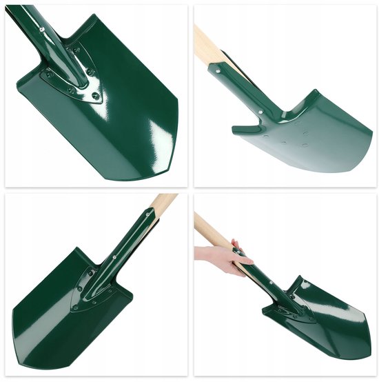 KADAX Spade, tuinspade om te graven, tuinschep met houten steel, schep, grafschep, grafschep voor tuin, harde, steenachtige bodems, plantenspaden, tuinspade van metaal (punt, T-greep) van Merkloos	 — afbeelding 2