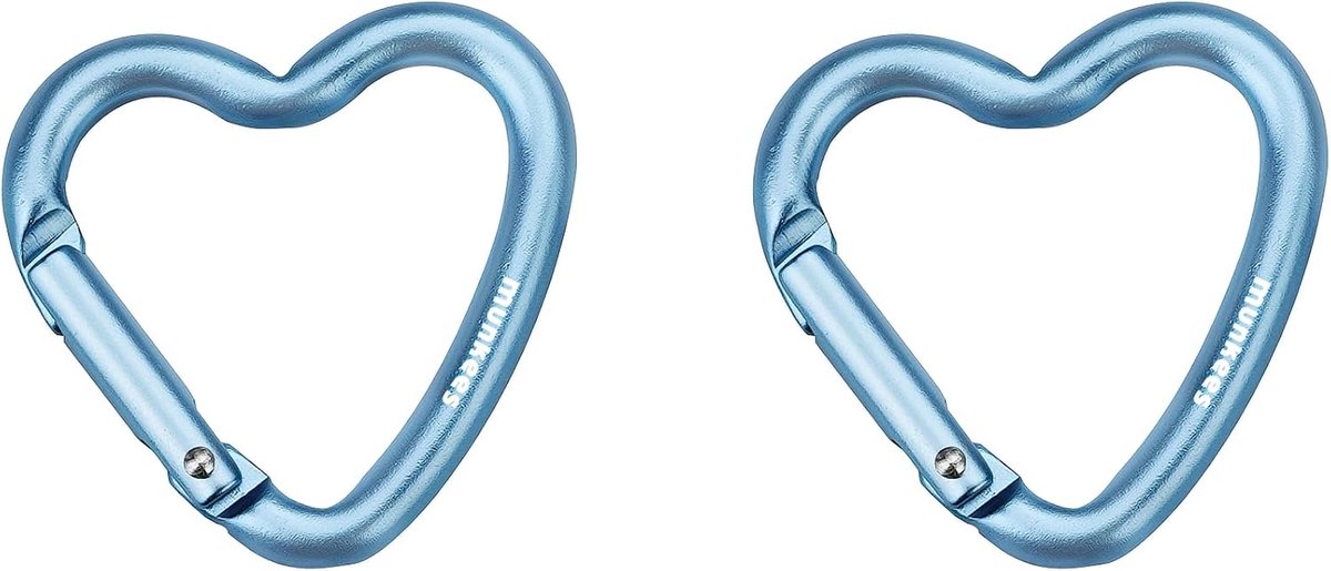 Munkees Karabijnhaak Hart 3,8 Cm blauw 2 Stuks