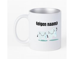 Hacebo® - 2 tanden koffiebeker met zilver kleurige binnenkant - Tandarts - mondhygienist - thee mok - koffie beker - met eigen naam - leuk cadeau voor iemand die tandarts is - cadeau - kado - koffiemok - 330 ML