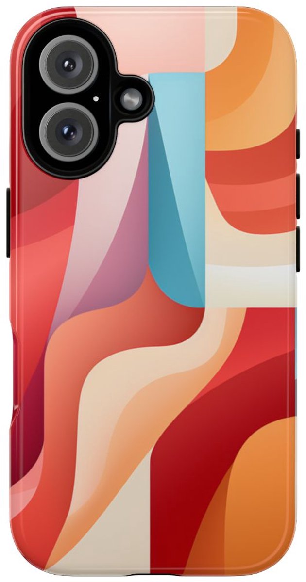 Abstracte Kleurrijke Gebogen Vormen – Telefoonhoesje Geschikt voor iPhone 16