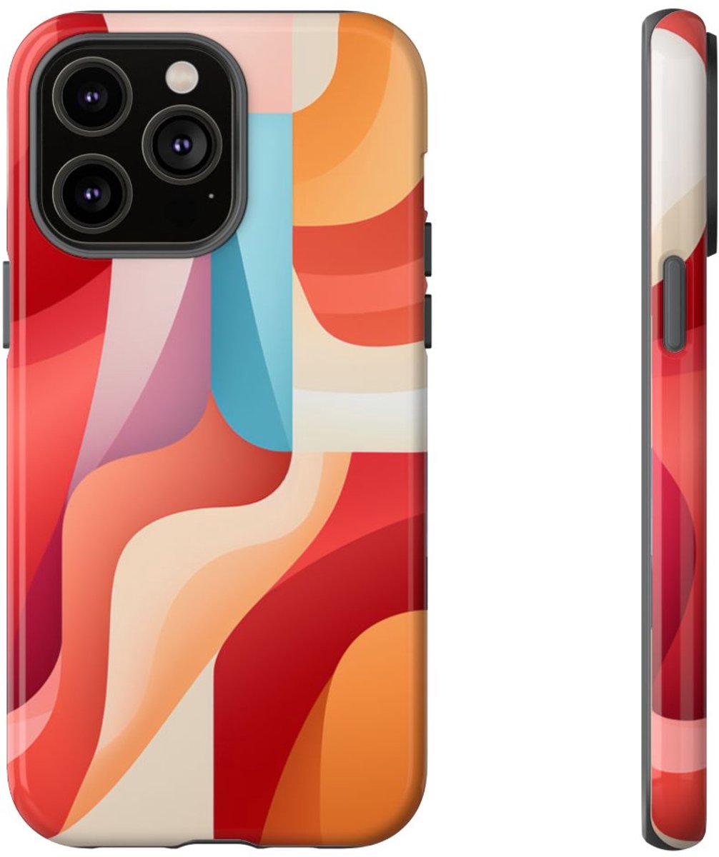 Abstracte Kleurrijke Gebogen Vormen – Telefoonhoesje Geschikt voor iPhone 14 Pro Max