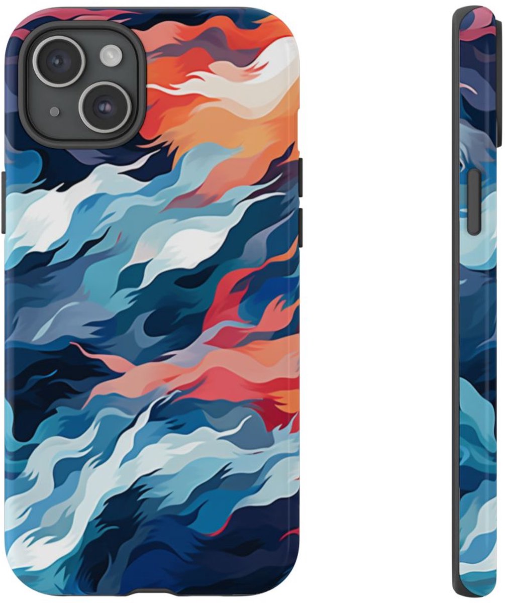 Abstracte Golvende Patronen – Telefoonhoesje Geschikt voor iPhone 15 Plus