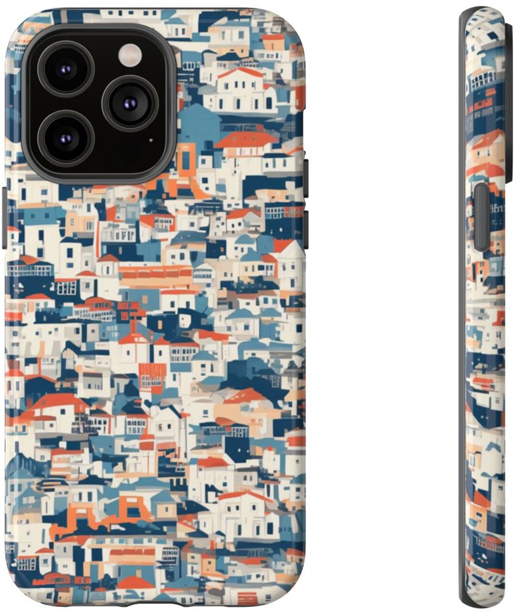 Dichtbebouwde Stadswoningen Patroon – Telefoonhoesje Geschikt voor iPhone 14 Pro Max