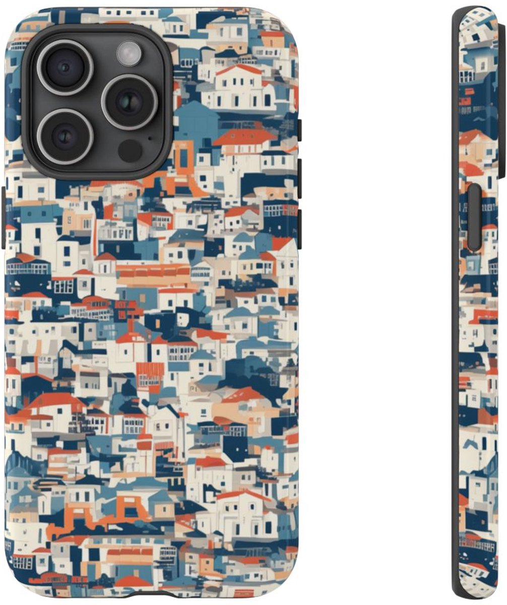 Dichtbebouwde Stadswoningen Patroon – Telefoonhoesje Geschikt voor iPhone 15 Pro Max
