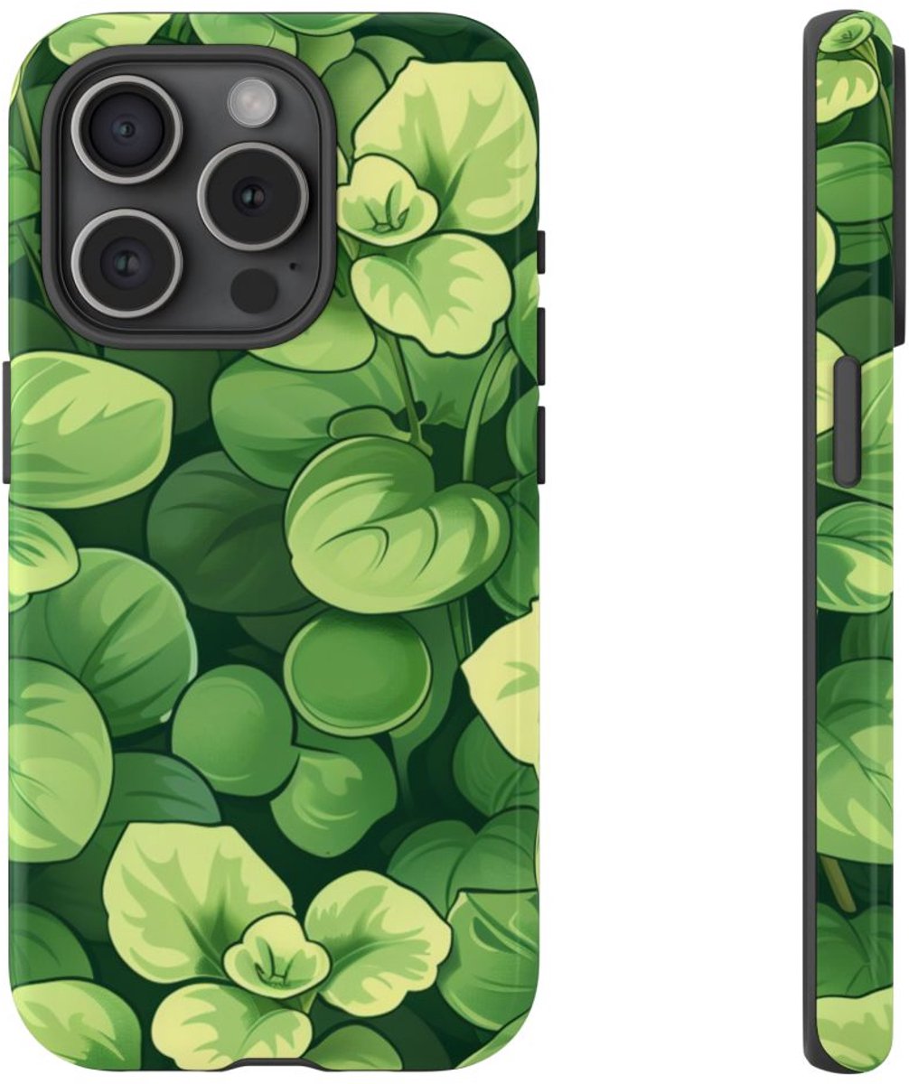 Groen Microgroentenpatroon – Telefoonhoesje Geschikt voor iPhone 15 Pro