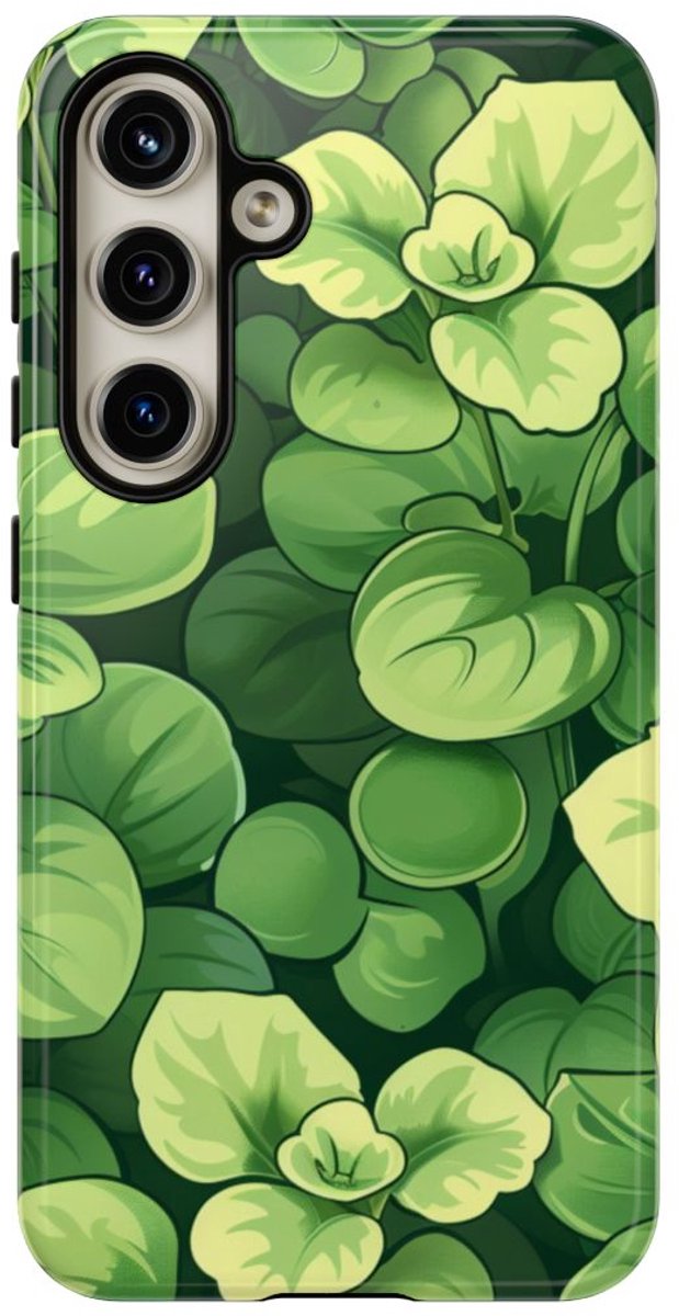 Groen Microgroentenpatroon – Telefoonhoesje Geschikt voor Samsung Galaxy S24