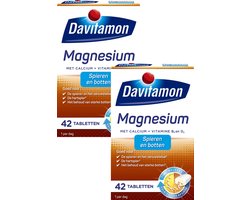 Davitamon Davitamon Magnesium tabletten – Magnesium met Calcium en Vitamine D - Magnesium tabletten voor spieren en botten - Voedingssupplement - 2 X 42 - BUNDEL - 84 stuks