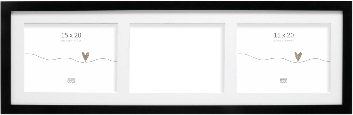 Deknudt Frames fotolijst S66KC3 - zwart - 3 horizontale foto's 15x20 cm