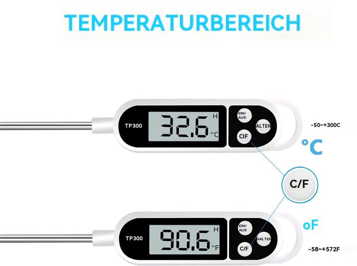 Digitale Keukenthermometer- Zeer nauwkeurige thermometer voor koken met roestvrijstalen sonde voor braden, grillen en koken. Meetbereik -50 °C tot 300 °C. — cadeau in Cadeau-ideeën - foto 6