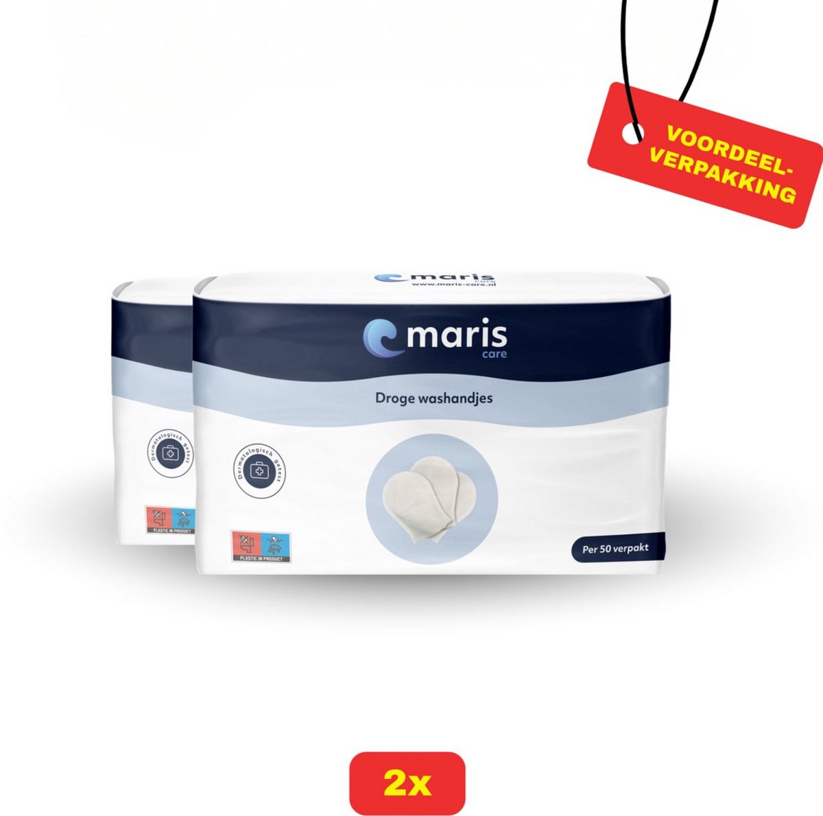 Maris Care Droge wegwerp washandjes - 2 x 50 stuks voordeelverpakking