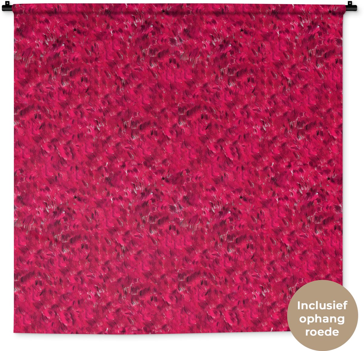 Wandkleed 150x150 cm - Wanddoek Vloeiend - Verf - Texturen - Rood - Wandtapijt - Wandkleden