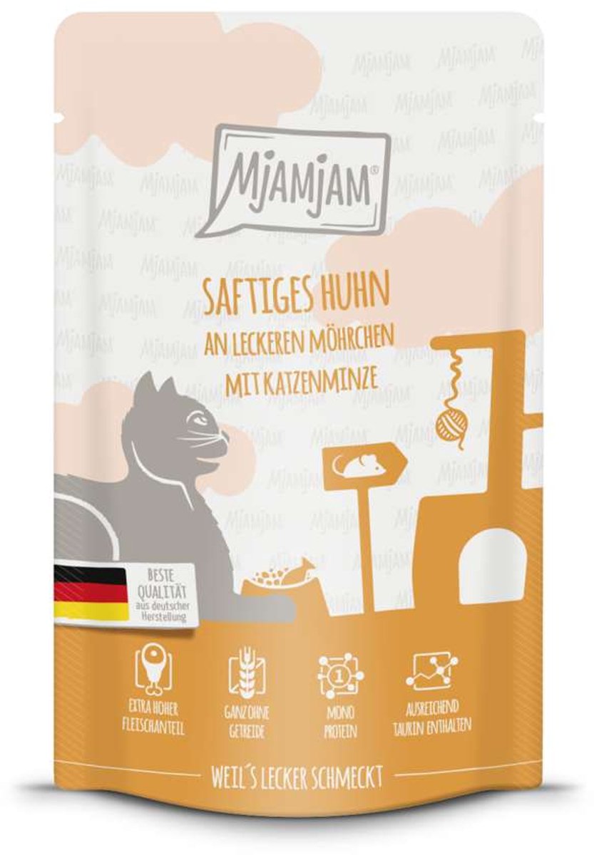 MjAMjAM MjAMjAM Kat - Heerlijke Maaltijden Zakje 12x125g - Kip & wortelen
