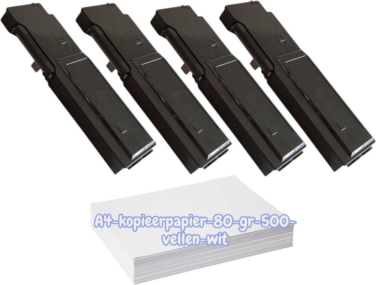 KATRIZ® Toner Set Dell 593-11119/11122/11121/11120 – Zwart + Kleur – Huismerk – 4 Stuks – Geschikt voor Dell C3760/C3765 + 1pak A4 papier