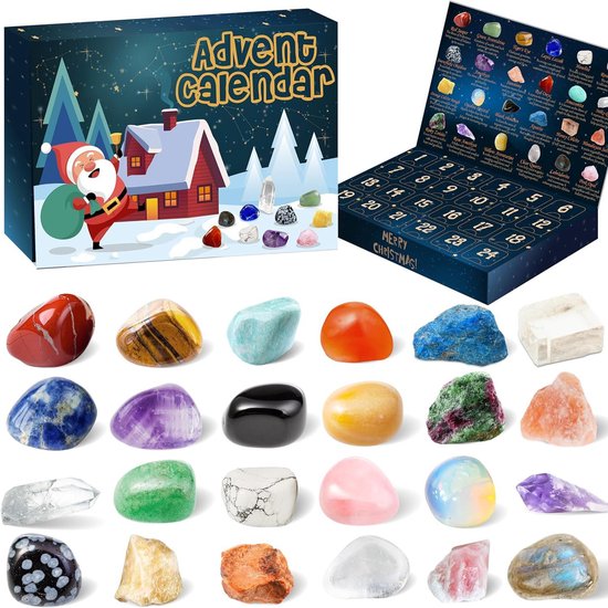 Adventskalender voor kinderen - 2025 - edelsteen - mineralen - stenen - 24 dagen - Kerstmis - countdown - adventskalender voor meisjes en jongens