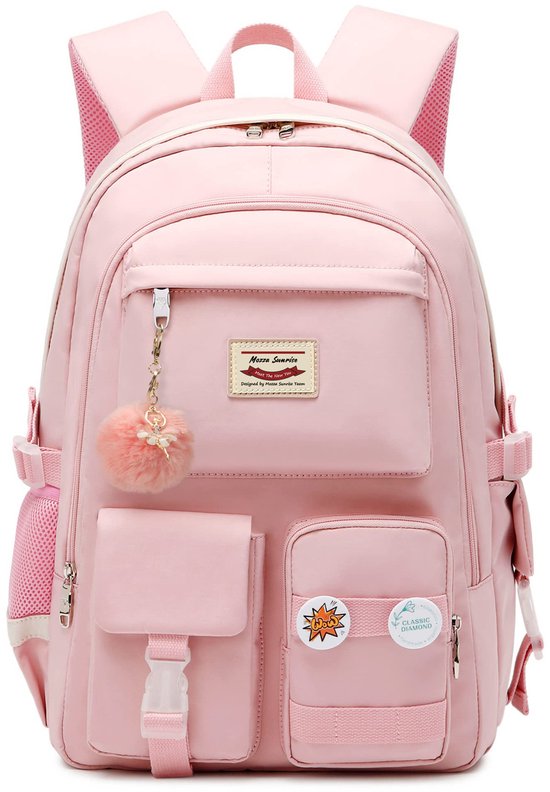 GudeHome Lichtgewicht School Rugzak Leuke Schouder Rugzak Meisjes School tassen 9 Kleuren, Roze Cartoon Girl, M