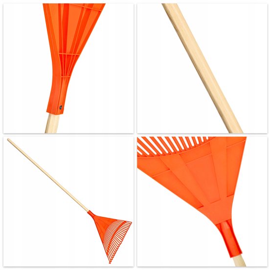 KADAX Hark voor gras en bladeren, brede hark met lange steel van hout, bladhark van kunststof, bladveger, bladveger, waaierbezem, tuinbezem, tuinhark (180 x 61 cm) van Merkloos	 — afbeelding 2