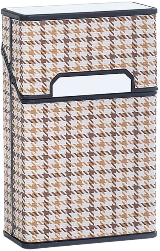 Foto: Moodlux sigarettenhouder luxe pu leer met spiegel flip top magnetische sluiting mannen vrouwen 20 sigaretten compact brown mix