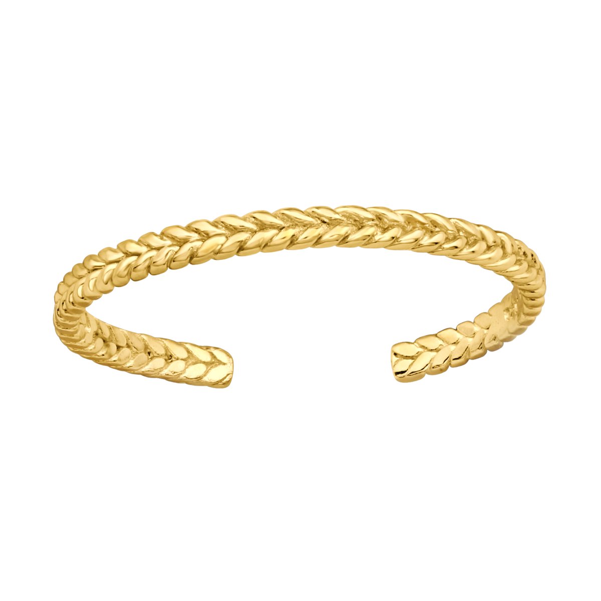 Zilver teenring braid gold plated | one-size fits all | Zilverana | Sterling 925 Silver