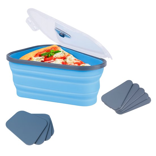 Boeste® Opvouwbare Siliconen Pizzabewaardoos – lekvrij, PFAS-vrij, magnetron