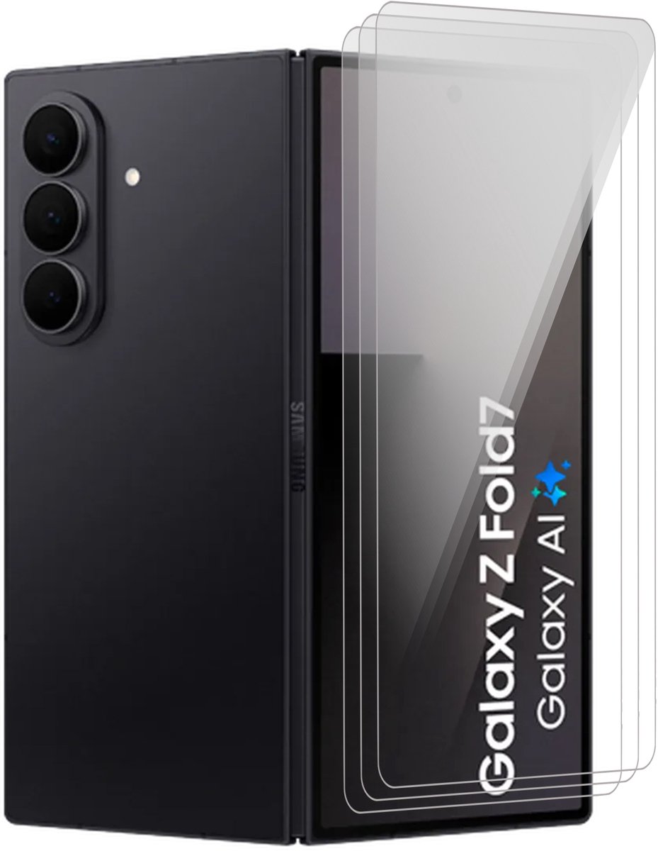 Screenprotector geschikt voor Samsung Galaxy Z Fold 7 - 3x Glas Screen Protector