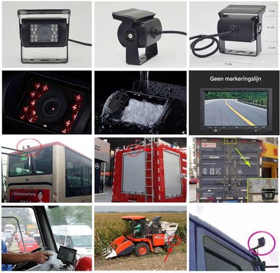 EXCITAT Camera - Achteruitrijcamera - 12V-24V 4-pins - Robuust - Met 18 infrarood-leds - Nachtzicht - Waterdicht - Geschikt voor bussen, vrachtwagens en aanhangers — afbeelding 3