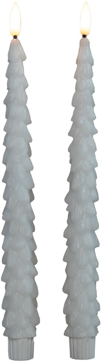 Anna's Collection LED kerstboom dinerkaarsen - 2x st - wit - 27 cm - met afstandsbediening