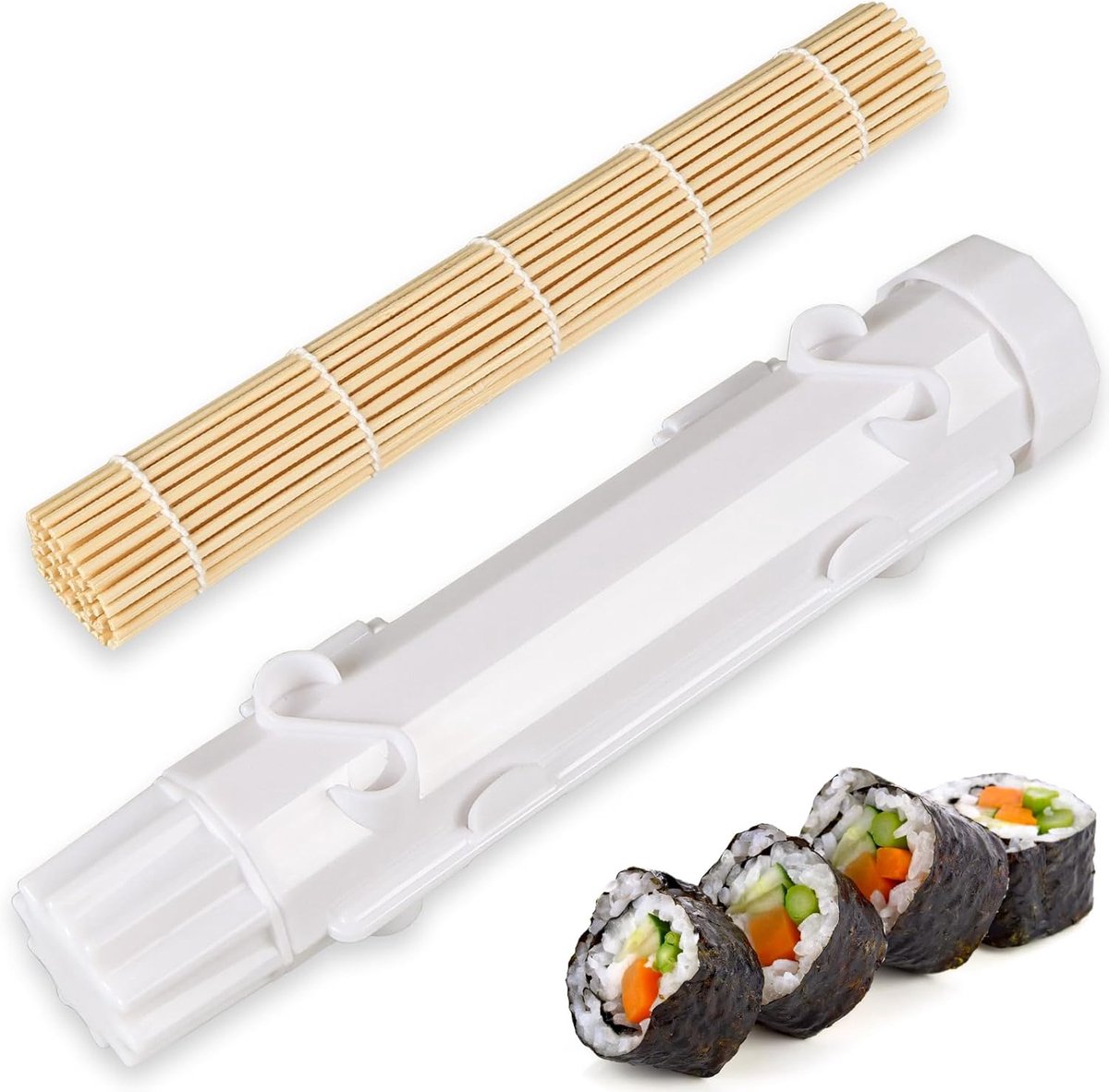 Crrynuo 1 Stuk - Nigiri Vorm - Sushi Maker Kit - Sushi Mal - Gestreepte Sushi En Onigiri Mould - Wit - Huisgebruik DIY - Veilig