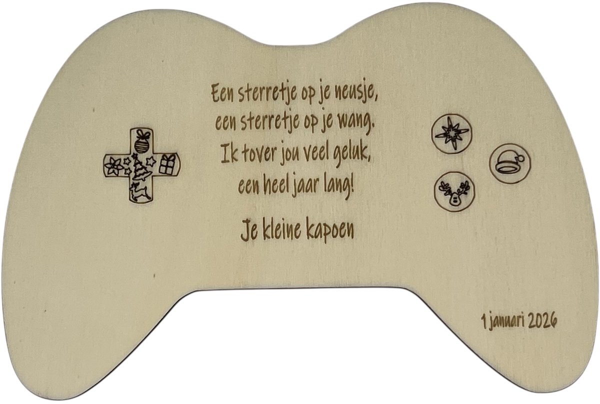 Game controller - Houten nieuwjaarsbrief | nieuwjaar | cadeautje | peter | meter | speciaal voor jou | nieuwjaarsbrief