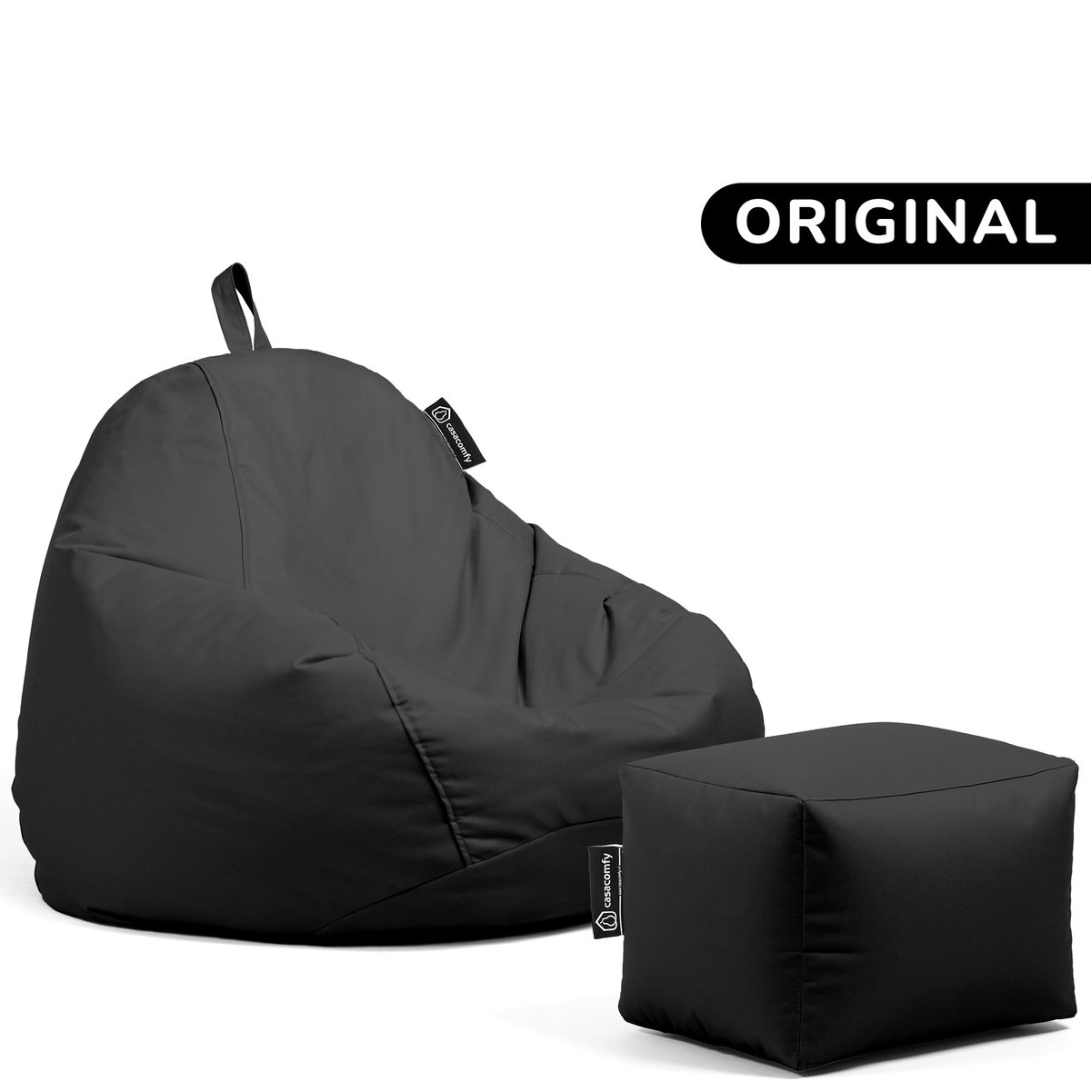 Casacomfy Pear Original - Zitzak met Voetenbankje - Kind & Volwassenen - Binnen & Buiten - Zwart