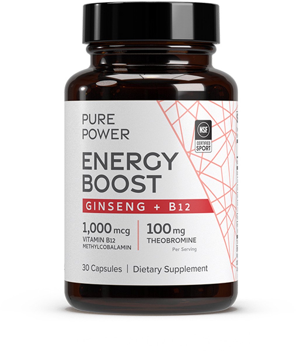 Pure Power - Energy Boost - Ginseng - B12 - Theobromine - 30 capsules