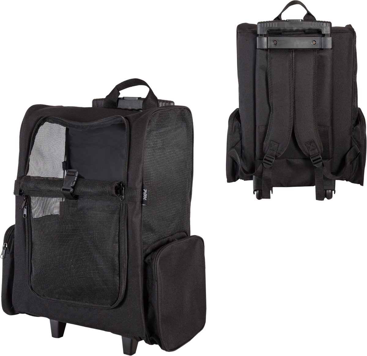 HiPet® Hondenrugzak / Trolley met wieltjes (tot 10 kg) - Zwart