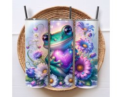 Creasowl® Kikker Tumbler met Hart 600ml – Herbruikbare Drinkbeker met Deksel en Rietje – Schattige Kawaii To Go Beker voor Koude en Warme Dranken – Duurzame Drinkfles – Ideaal Cadeau voor Vrienden, Kinderen, School, Werk of Onderweg
