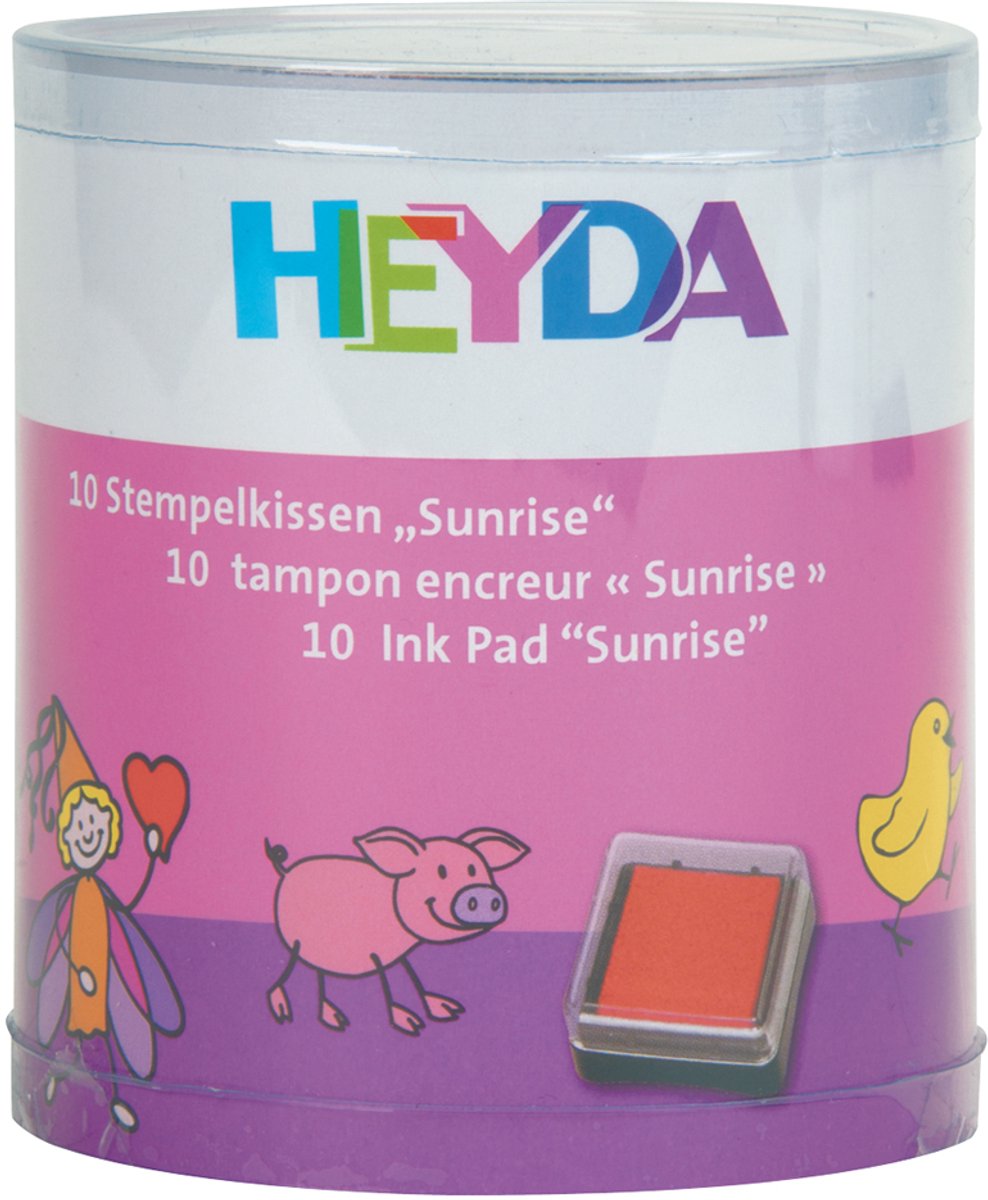 Heyda stempelkussens set 'Zonsopgang', transparante ronde doos.