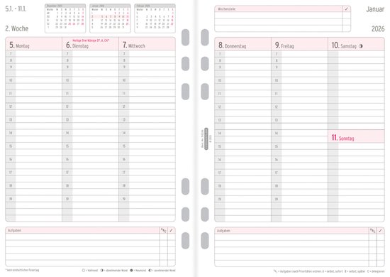 CHRONOPLAN Weekplanner 2026, 1 week/2 pagina's, A5, kolommen