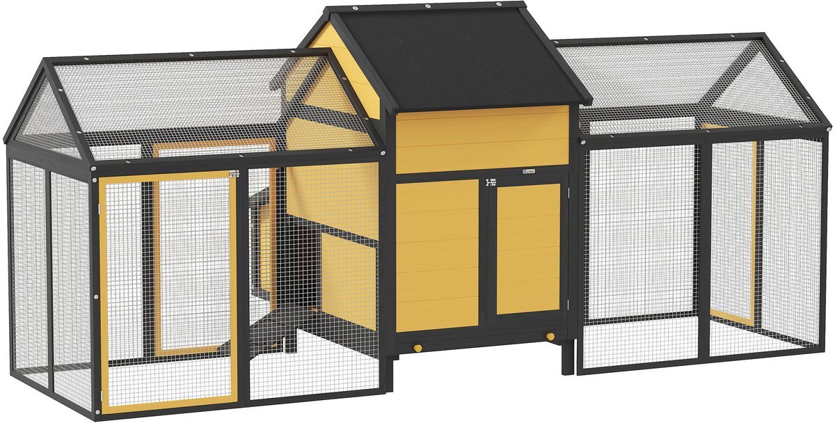 Bol.com Konijnenhok voor buiten - Weerbestendig - Met ren - Kooi - Groot konijnen hok - Zwart aanbieding