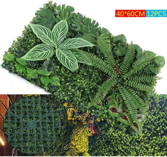 Kunstmatige klimop privacyhek, groene plastic bladomheiningspanelen, kunstbladerscherm, heg, privacyhek, rol, muur, landschapsarchitectuur voor buitendecoratie, tuin, 0,5 x 3 m (inclusief 100