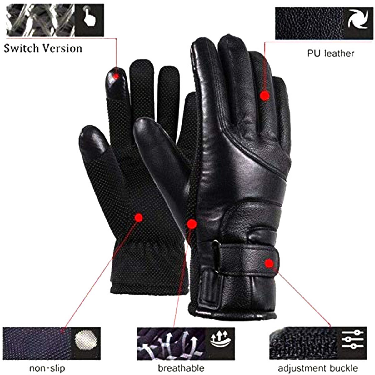 1-paar USB verwarmde handschoenen - Touchscreen handschoenen - Warme winterhandschoenen - Batterij niet inbegrepen - Plug and play - Perfect voor fietsen, wandelen, bergbeklimmen, autorijden, kamperen, vissen of buitenavonturen - Zwart — cadeau in Sport & Outdoor - foto 6