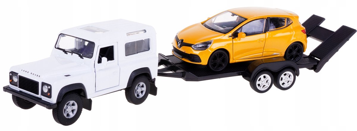 Welly Metal Autoset: Land Rover Defender & Clio RS met opzetstuk
