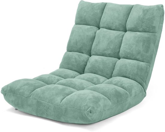 Foto: Vloerstoel met verstelbare rugleuning gevoerd vloerkussen opvouwbaar vloerkussen meditatiestoel relaxstoel thais kussen voor ontspanning meditatie en yoga blauw 