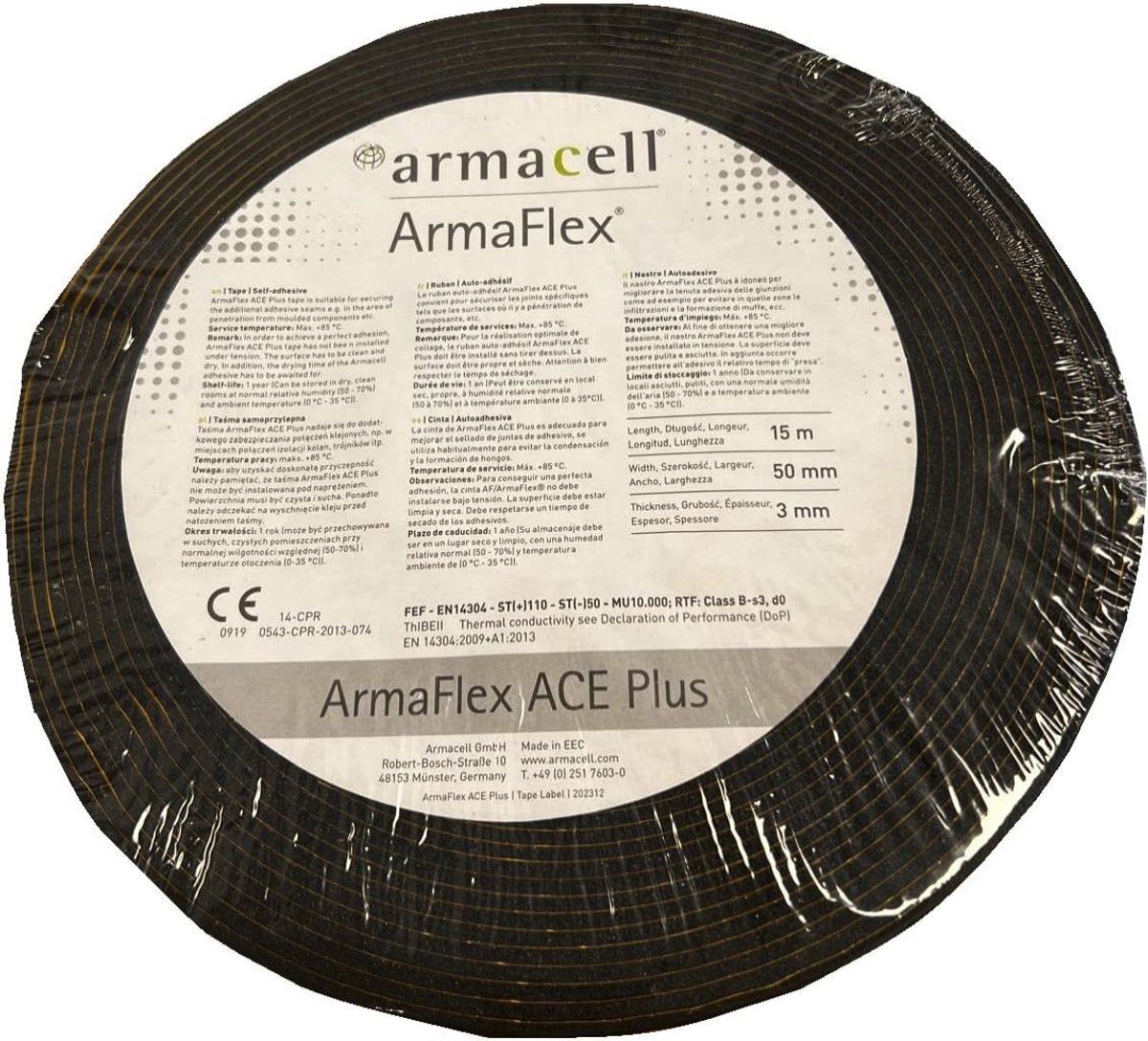 Armaflex Ace Plus tape zelfklevend 50mm breed - 15 meter per rol - 3mm dik