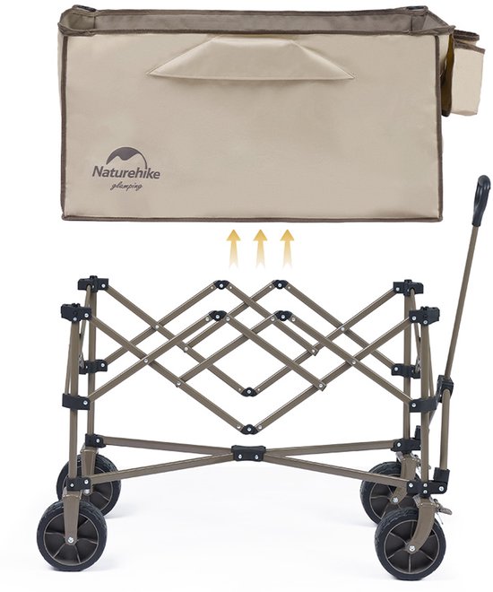 Naturehike all-terrain bolderkar - 186 L / 150 kg laadvermogen - brede terreinwielen met remmen - meest stabiele bolderkar - viervoudig opvouwbare campingkar van Naturehike — afbeelding 2
