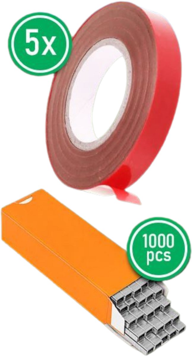 Home & Marker - Navulset Bindtape - 5 Rollen + 1000 Nietjes - Voor Plantenbinder - PLANTBRAND