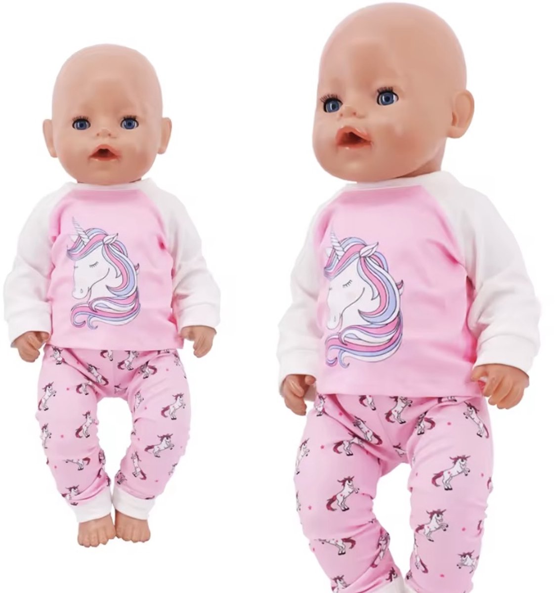 Unicorn Pyjama Roze “Geschikt voor Baby Born” - Accessoire en Kleertjes voor je 36 + 43 cm BabyBorn Pop